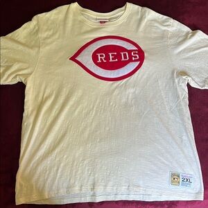 Mitchell & Ness Cream Reds Logo Tee